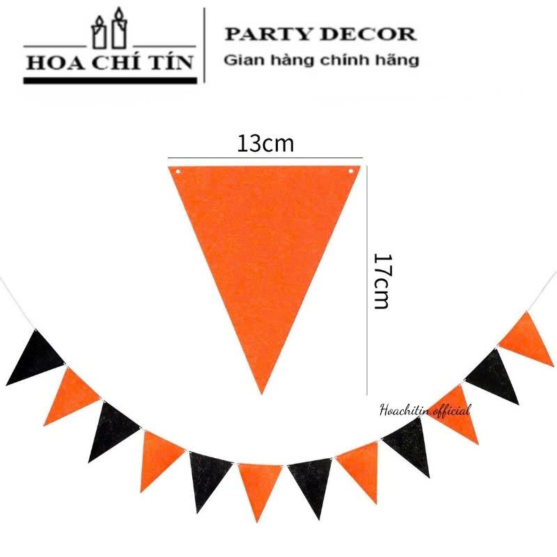 Dây Treo Nỉ Tam Giác Cam Đen 17cm - Hình 2